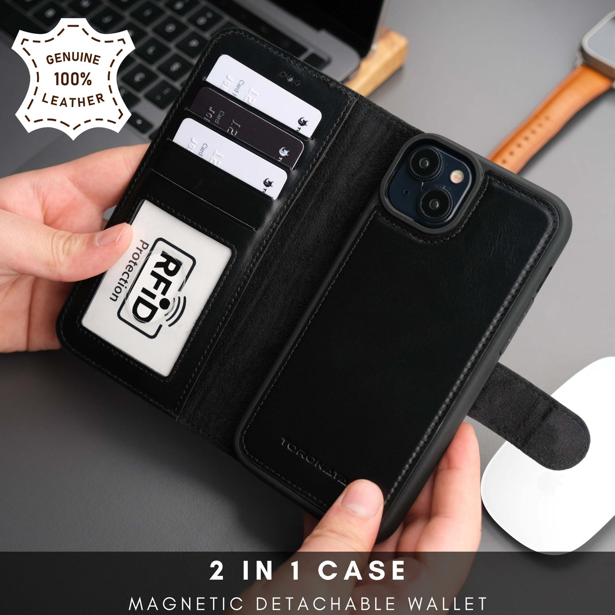 Casper Leather iPhone 14 Wallet Case | MagSafe
