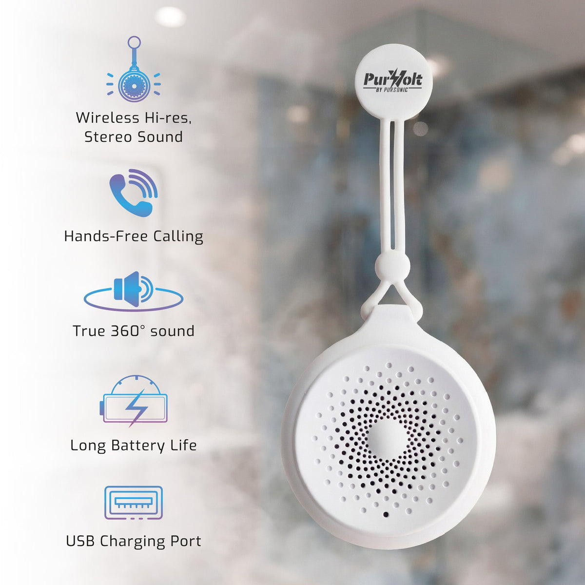 Waterproof Wireless Speaker – Portable Bluetooth Shower Speaker